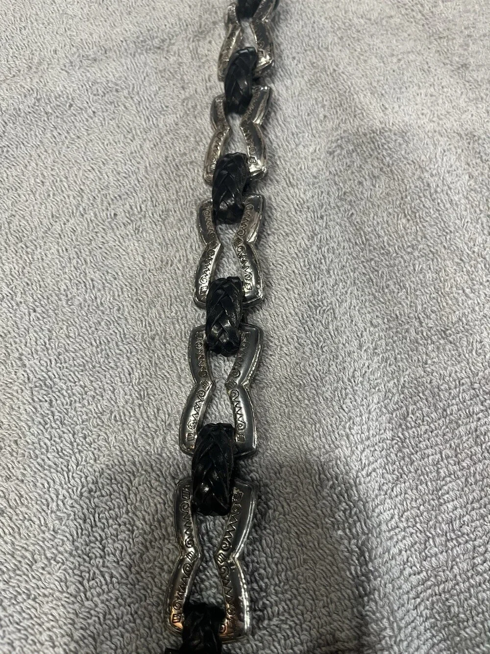 Vtg Brighton Black Leather & Chain Link Belt 1996 M/L Classic‎ 90’s